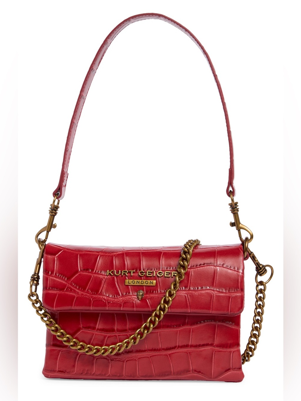 Kurt Geiger London NWT Mini Brompton Red Croc Embossed Shoulder Bag